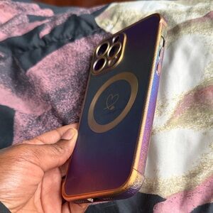 Iridescent Phone Case with Heart Design